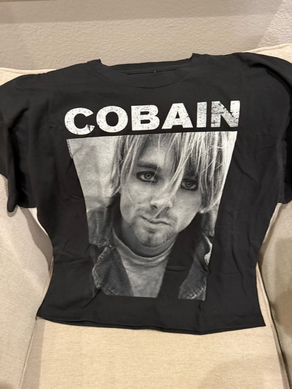 Black Graphic Band T-Shirt - Cobain Print
